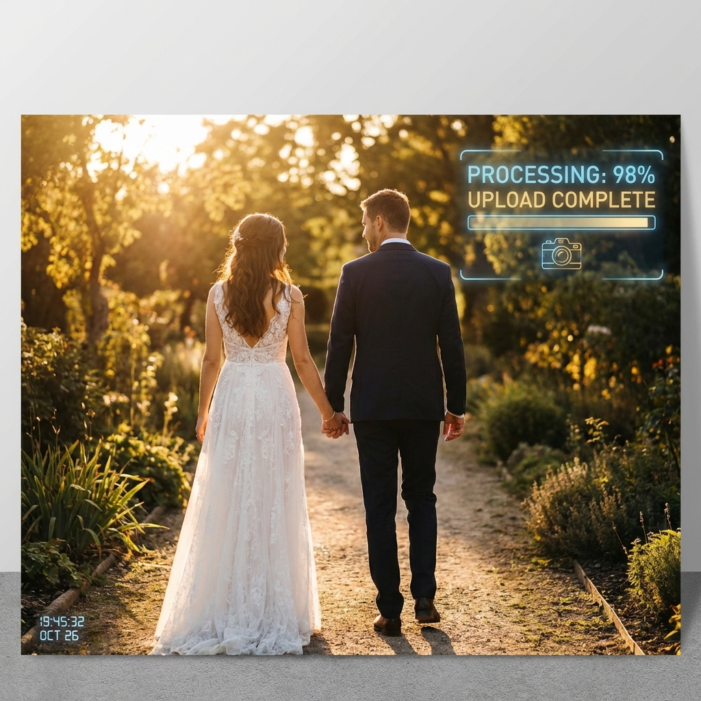 Wedding photographer using Lenzeit AI to automate photo sorting and same-day gallery delivery