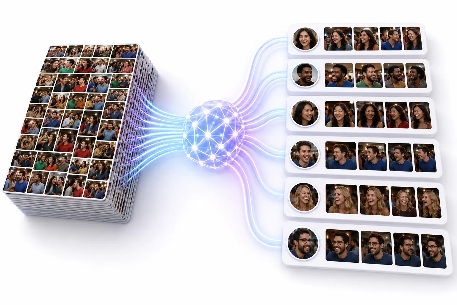 AI photo sorting workflow for a sports fan event