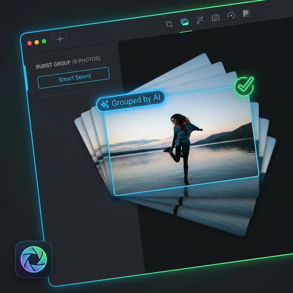 AI grouping burst mode photos automatically