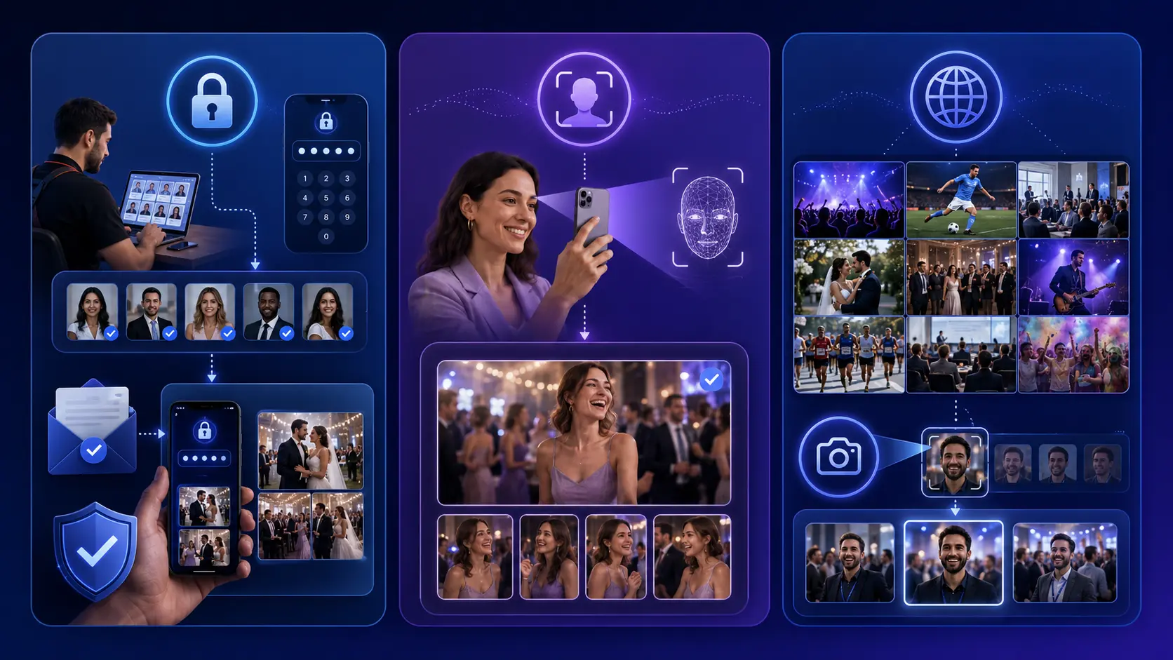 Private limited and public event photo gallery workflows