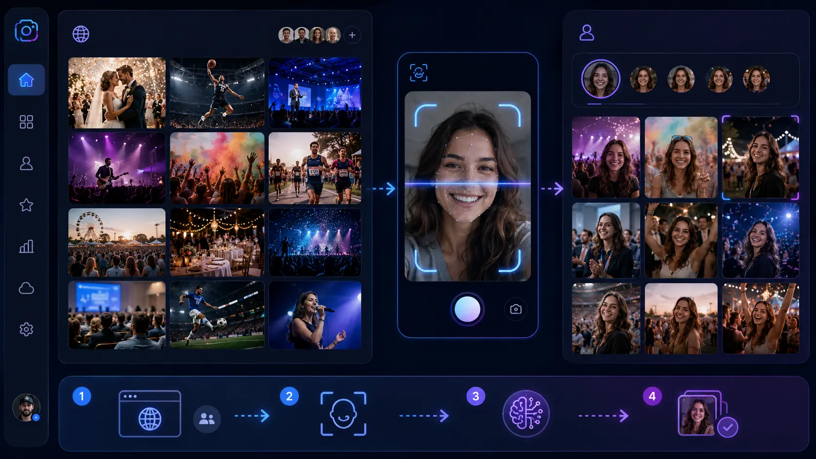 Public event gallery with face recognition filter
